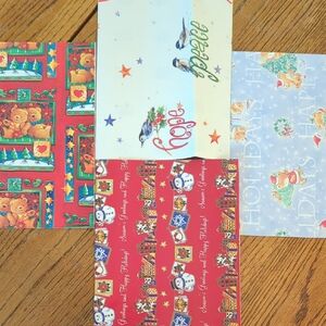 Vintage 90s Festive Holiday Gift Wrap Set Of 4